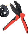 Beefy Pro Grade Spark Plug Wire Crimp Tool With Ratchet Pliers featuring 8.5mm crimping capacity and ergonomic red handles.