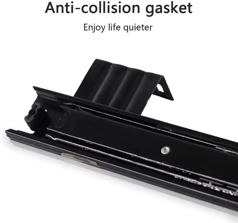 Anti-collision gasket on Heavy Duty Under Desk Keyboard Slide Full Extension Telescopic Track Rail for smoother operation.