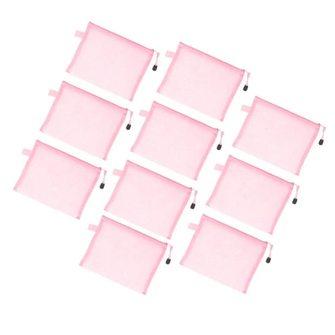 Mesh Zipper Pouch A5 Size File Organizer Bag 10 Pack for Travel On the Go Office School Supplies and Cosmetics 9.4 by 7.1 Inches Pink Nylon