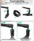 Adjustable Ball And Socket Mic Adapter With 360 Degree Pan And 90 Degree Tilt All Metal Pro Grade Gear For 5/8 And 3/8 Inch Threaded Mounts Lightweight Secure Locking Swivel Mic Stand For Streaming Cameras And Mics, fixed lock ring