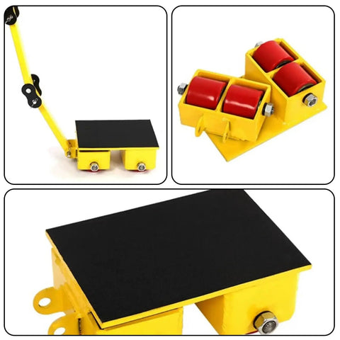 Heavy Duty Industrial Machinery Equipment Dolly Featuring 180 Degree Free Swivel Steel Pu Casters Integrated Tow Handle for moving machinery.