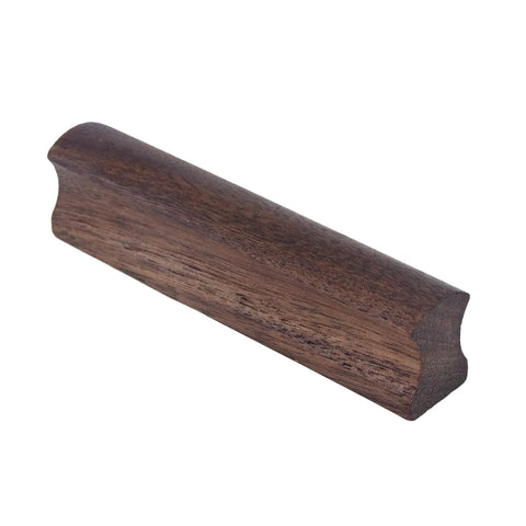 Six Piece Walnut Wood Drawer Handles Set With 2.5 Inch Hole Centers, Rectangular Solid Wood Cabinet Pulls, smooth sanded finish.