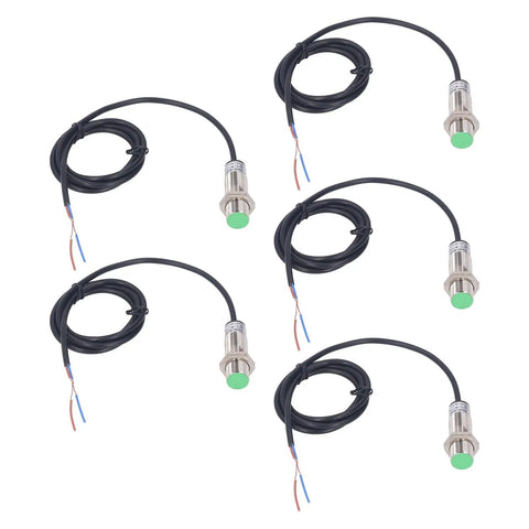 Inductive Proximity Switch Kit With 10mm Sensing Distance 2 Wire Normally Open IP65 Proximity Sensor For AC DC 0 To 250V 150Hz 400mA Output Rock Solid ABS And Aluminum Alloy Housing Easy Mount, 5-pack sensors