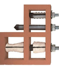 Side view of Hilti HAS E 1 Inch By 14 Inch Anchor Rods 2 Pack With Chisel Tip For HVU System installed in perforated brick wall