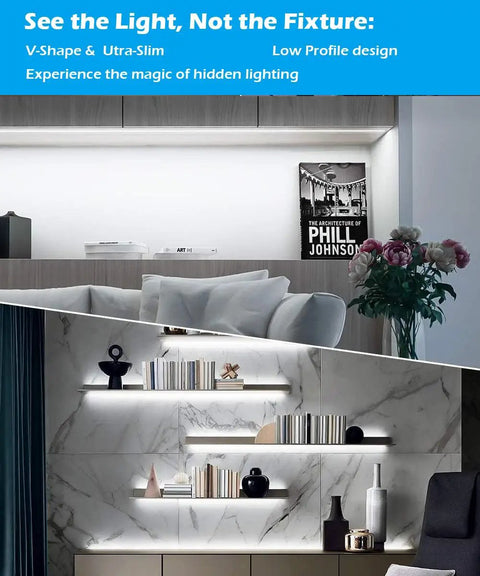 V Shape Under Cabinet Led Light Bars Kit 4 Pack 12 Inch Dimmable Shelf Illumination Pure White 6000K For Kitchen Showcase With Fresh Top Notch Glow And Sweet Setup Vibes Straight Up Clean Design