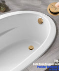 Solid Heavy Duty Brass Tub Drain Set With Tip Toe Stopper Overflow Plate And Matching Plug In Sweet Champagne Bronze Finish, showing tip-toe stopper in use.