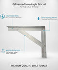 Beefy Heavy Duty Angled Shelf Bracket for Wood to Wood and Wood to Wall Framing, galvanized iron angle bracket, corrosion resistant