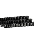 Beefy Three Eighths Inch Drive Impact Socket Set With Shallow, Semi Deep And Deep Sockets, SAE Range, Chrome Molybdenum, 36 Kit
