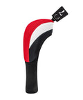 Red and black Five Piece Golf Head Cover Set For Driver Fairways And Hybrids With Long Neck Mesh Interchangeable Number Tags 3 4 5 6 7 X Durable Nylon And Polyester Protection Easy Clip On Design To Safely Shield Your Clubs