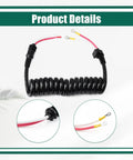 8M0029237 Curly Cable Replacement For MotorGuide Xi3 And Xi5 Trolling Motors coiled black cable with connectors for easy installation.