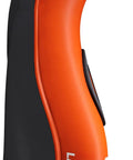 Side view of the Launch Pro Circle B Edition Launch Monitor With Golf Course GPS, featuring sleek black and orange design.