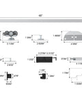 Diagram of 48 Inch Bifold Door Hardware Kit For Four 12 Inch Panels, top-mounted folding barn door track system with 3 wheel hangers.