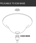 Line drawing of Antique Alabaster Marbleized Floor Lamp Shade Replacement 12 Inch Dope Vintage Torchiere Style Glass Lamp Shade For Home Lighting Retro Look Easy 1.72 Inch Fitting Opening showing E26 base compatibility.
