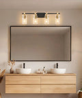 Farmhouse Brass Bathroom Vanity Lights Over Mirror Vintage Wall Sconce Fixtures With Glass Shade Four Light Fixtures