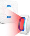 Wireless Motion Sensor LED Light Alarm With 500 Ft Range And Loud Chimes, 58 Ringtones And 5 Volume Levels shown in use
