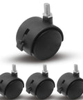 1.5 Inch M8 Threaded Stem Casters With Brakes Black Nylon Furniture Casters Set Of 4 Heavy Duty Replacement Swivel Wheels