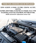 Fuel Tank Pressure Sensor For Chevy GMC Cadillac Buick Pontiac Avalanche Suburban Express Impala Silverado Tahoe Sierra Replacement With OEM 16238399 16196060 12219388 And Related Part Numbers For Easy Fit And Keeping Your Fuel System Running Smooth. engine bay image with OEM replacement sensor compatibility