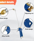 Detailed features of Air Engine Cleaning Spray Gun With 4 Ft Hose including bend head, alloy handle, and adjusting nut.