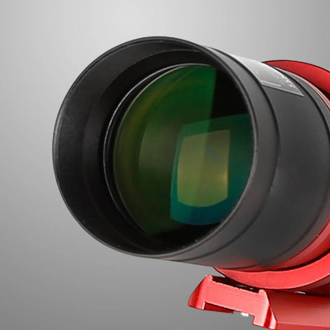 Close-up of the lens from the Pro Grade Star Guiding Kit For Astronomy With 50 240 F4 8 Setup Delivers Precise Star Tracking.