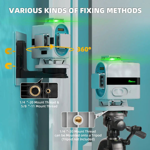 Self Leveling 4D Laser Level With 4X 360 Cross Lines Green Beam 197 Ft Range For Tiling And Ceiling Installations with magnetic bracket