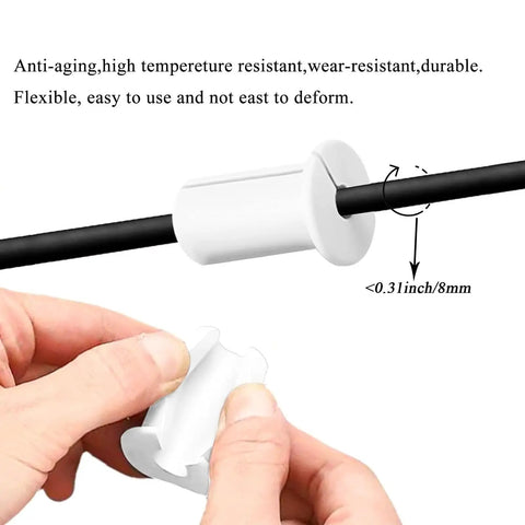 Top Shelf 6 Pack White Silicone Wall Grommets For Starlink Cable Management, showing 3/4 inch grommet with a cord for easy installation.