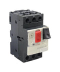 Badass GV2-ME Motor Protection Circuit Breaker With Push Button Reset, 3 Pole Thermal Magnetic MPCB For Robust Motors, Me22C 20-25 A Rating, No Nonsense Design That Gets The Job Done Right, close-up view.