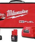 M12 FUEL Brushless 12V Cordless Stubby Impact Wrench Kit With One Quarter Inch Drive Includes 2Ah And 4Ah Batteries