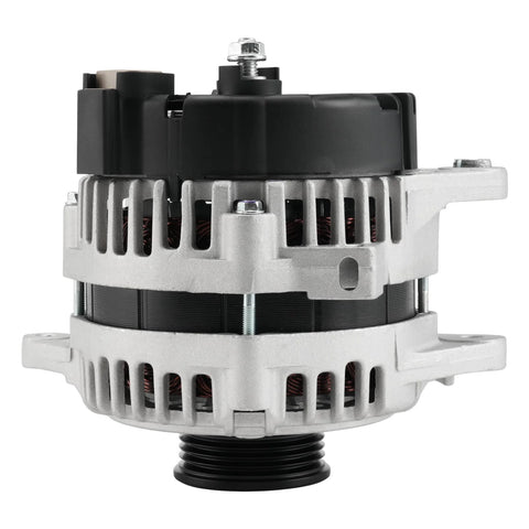 Front view of 90 Amp Alternator For Hyundai Accent 2006 Through 2009 GLS, Rio, Rio5, Tucson 2.0L with 4-Groove Pulley and 2 Prong Connector