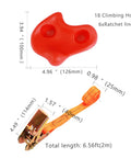 Kids Outdoor Ninja Climbing Holds Set With 18 Rock Grips And 6 Ratchet Straps dimensions and design details.