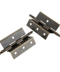 Two Pack Antique Bronze Cabinet Door Crown Hinges For Vintage Jewelry Box Or Wooden Chest, 8 Holes, 55mm By 51mm, Silent Smooth Pivot