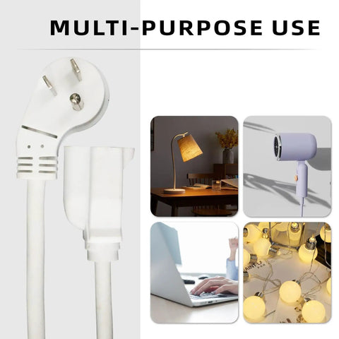 3 Pack 1 Foot Flat Plug Indoor Extension Cord With Grounded 3 Prong, Low Profile White Power Cable for various appliances