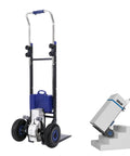 Heavy Duty Electric Stair Climbing Dolly With 551 Lb Load Capacity For Super Smooth Lifting Easy Moving and Heavy Delivery Tasks, showing the product design and stair operation.