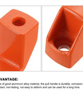 Close-up of orange 4 pack rectangular aluminum alloy pull handles with 90mm hole center for doors, drawers, and gates.