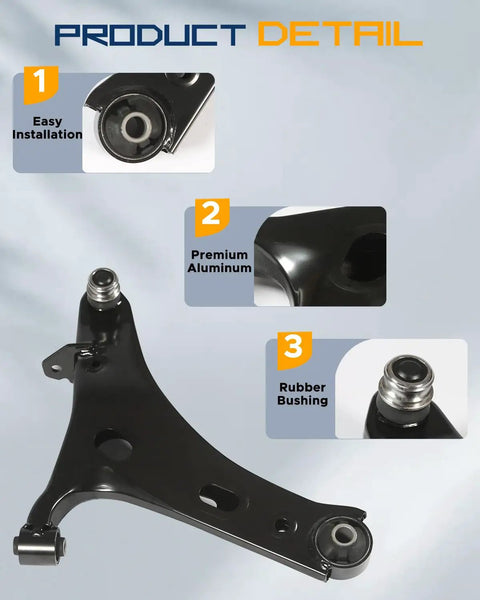 Subaru Forester Front Lower Control Arm With Ball Joint Assembly Driver Side Replacement Kit 2014 2015 2016 2017 2018 4 Pack Bolt On Durable OE Style Control Arms For Reliable Steering And Smooth Handling; black aluminum arm with rubber bushing