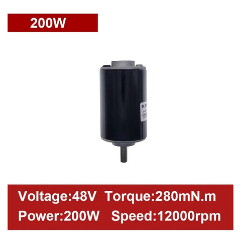 Heavy Duty Cnc Engraving Spindle Motor 300W 48V Dc Brush Air Cool 12000 Rpm close-up of 200W model with specifications