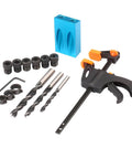 Pro Grade Pocket Hole Jig Kit With 15 Degree Dowel Drill Set And 6mm 8mm 10mm Drive Adapters For Woodworking Angled Hole Locator
