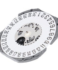 Close-up of VJ42 Automatic Watch Movement With Date Function featuring numbered date dial and metal components.