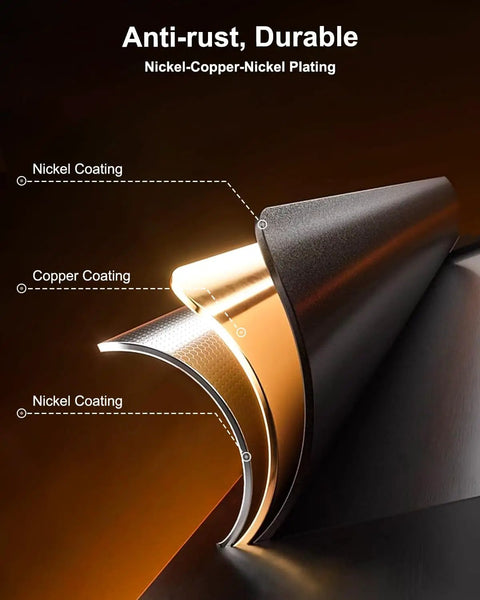 Cross-section view of anti-rust ultra strong magnetic cabinet door catch set showcasing nickel-copper-nickel layers.