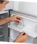 Installation of Top Shelf Metal Refrigerator Door Hinge Replacement Two Piece Adjustable Pivot Hardware for Fridge.
