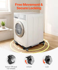 Adjustable Mini Fridge Stand 27.5-35.4 Inches Tall Universal Mobile Base with locking swivel wheels for secure appliance movement.