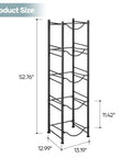 Five Gallon Water Jug Holder And Five Tier Heavy Duty Water Cooler Rack With Detachable Stand, black metal, dimensions shown.