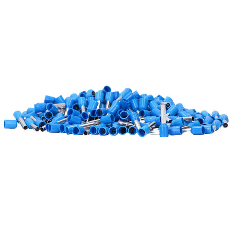 Heavy Duty Insulated Ferrule Butt Terminals Kit With Crimp Copper Wire Connectors For Tough Electrical Wiring Jobs And Industrial Control Systems That Stay Secure And Stop Leaks, blue ferrules pile