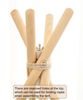 Replacement Wood Poles And Connectors For Kids Teepee Tent, 69 Inch Length, secured with rope and threaded connectors.