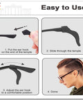 Anti Slip Eyeglass Ear Grips Set, 20 Pairs Silicone Temple Tips For Glasses And Sunglasses, Ultra Thin 0.11 Inch, Easy Installation Guide