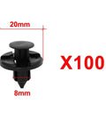 100 Pack Nylon Fender Trim Panel Bumper Shield Retainer Fasteners Push Type Clips For 8mm Hole Fit Nissan Infiniti 01553 09321
