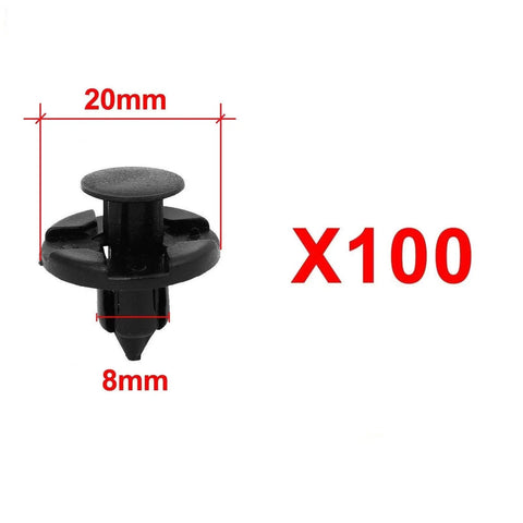 100 Pack Nylon Fender Trim Panel Bumper Shield Retainer Fasteners Push Type Clips For 8mm Hole Fit Nissan Infiniti 01553 09321