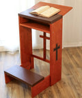 Folding Wooden Prayer Kneeler Bench For Home Or Church Space Saving Kneeler With Fold Up Tabletop And Bible Shelf 20x25x32 inches