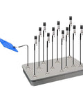 Must Have Magnetic Helping Hands 12 Pcs Bendable Alligator Clips on steel holder base with blue support for soldering projects.