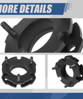 Level Up Your Whip With This Solid 2 Inch Front Suspension Lift Kit Featuring Durable Black Powdercoated Upper Mount Spacers Built To Boost Ground Clearance And Keep Chevy Colorado Gmc Canyon Rides Stacked Tall - Black upper mount spacer with bolts.