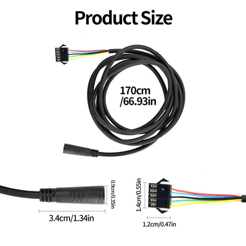 Five Pin Electric Bike Extension Cable From Female To Male Connector 170cm Length Dashboard Wiring Cord For E Bike Power And Data Transmission 1 Piece